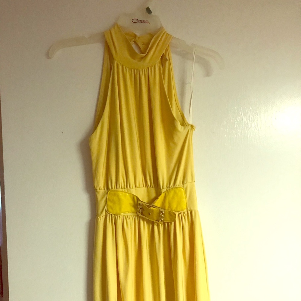 Yellow Sleeveless high neck top or dress